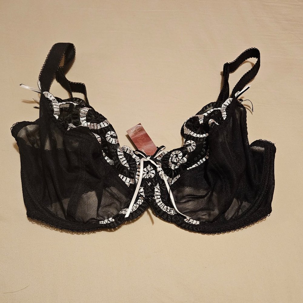 NWT Ruby Pink bra, black/white, 32F (UK)